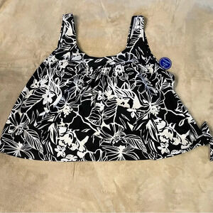 Swimsuits for All Women's Plus Size Side Tie Blouson Tankini Top, size 30